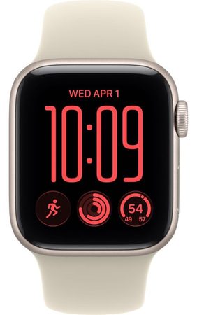 Apple Watch SE 3 2026 GPS 40mm Starlight Aluminum Case with Sand Sport Band S/M