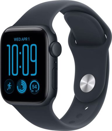 Apple Watch SE 3 2026 GPS 40mm Midnight Aluminum Case with Navy Blue Sport Band S/M