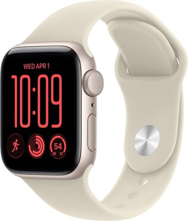 Apple Watch SE 3 2026 GPS 40mm Starlight Aluminum Case with Sand Sport Band S/M